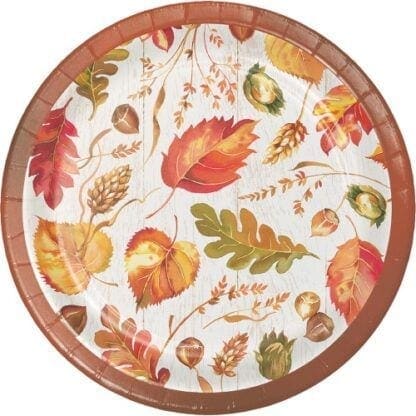 Fall Give Thanks Thanksgiving Leaves 8 Ct 7' Dessert Cake Plates