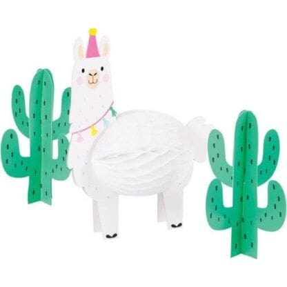 White & Green Llama Party Centerpiece