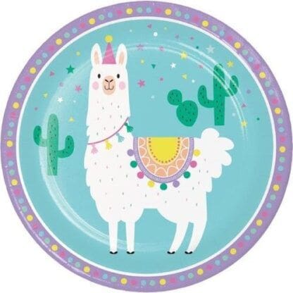 Teal - Llama Party Paper Plate - Set of Eight