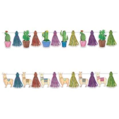 Beistle 53509 7 to 7.5 in. X 12 Ft. Llama & Cactus Streamer Set - Pack of 12