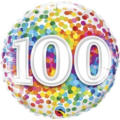 18 in. 100 Rainbow Confetti Balloon