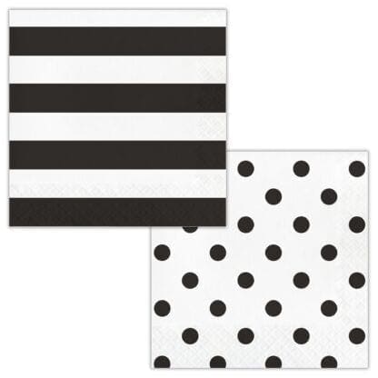 Dots & Stripes Black Velvet Napkins