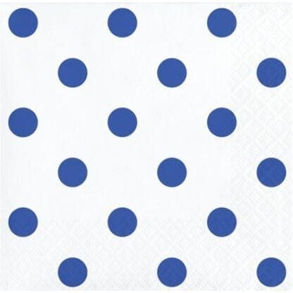 Club Pack of 192 Cobalt Blue and White 2-Ply Polka Dots Beverage Napkins 5"