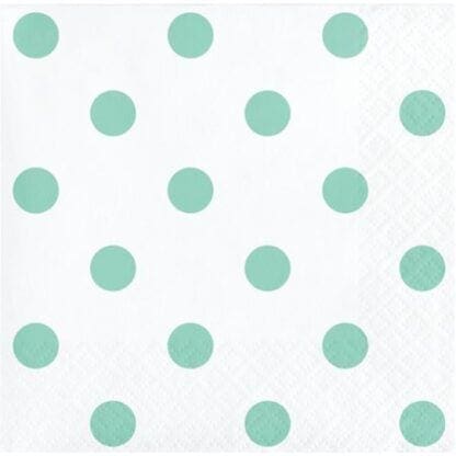 Club Pack of 192 Mint Green and White 2-Ply Polka Dots Beverage Napkins 5"