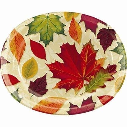 Fall Leaves Thanksgiving 8 Ct 10 X 12 Oval Banquet Platters Plates