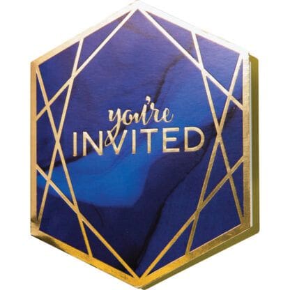 4 X 5 in. Navy Blue & Gold Foil Invitations, 8 Count