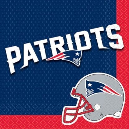 New England Patriots NFL Football 13in Luncheon Napkins, Red White Blue, 16 CT