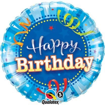 18 Inch Round Bright Blue Happy Birthday Foil Balloon