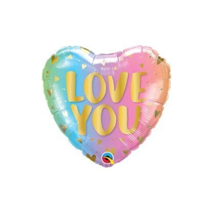 Gold Love You Pastel Ombre Heart Shape Foil Balloon