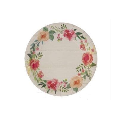 Floral Wreath Shiplap Chic Wedding Dinner Party 7 Inch Round Plates 8 Pack - Image 2