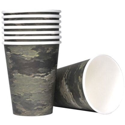 Military Camo 12 Ounce Hot/Cold Paper Cups 8 Pack