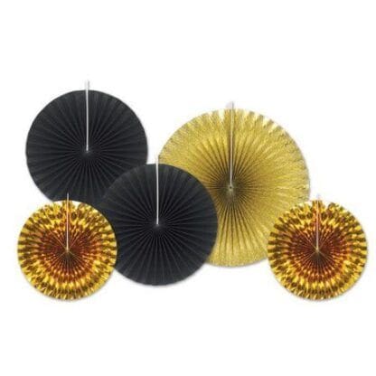 Assorted Paper & Foil Decorative Fans - Assorted Black & Gol(12x$5.24)