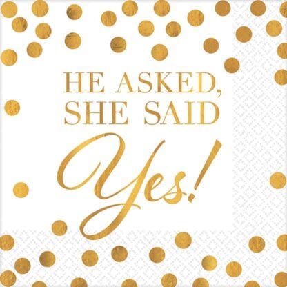 He Asked She Said Yes Beverage Napkins (16 ct)