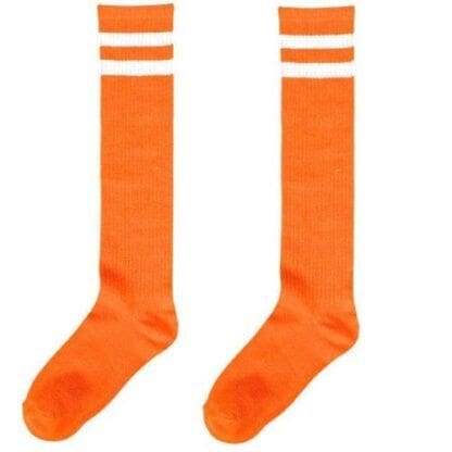 Striped Knee Socks, Orange Peel