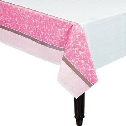 Pink Communion Blessings Plastic Table Cover Tableware Decoration, Pink, 54" X 102"