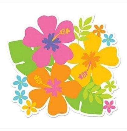 Multi-Coloredcolor Hibiscus Luau Tiki Cutout