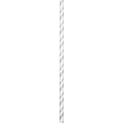 Silver Striped Paper Straws, 24pk