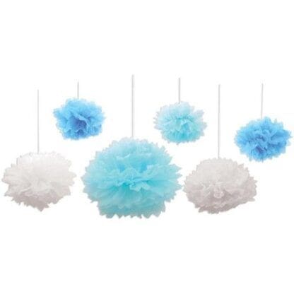 Tissue Fluff Balls - Blue & White