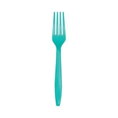 Teal Lagoon Plastic Forks 24 Pack