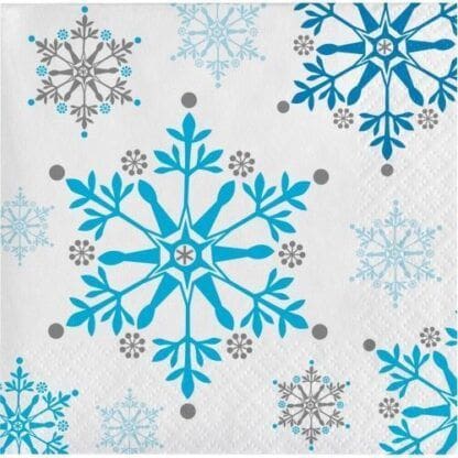 Snowflake Swirls Beverage Napkins, 16-Pack