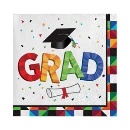 36 Count Paper Beverage Napkins for Graduation Party, Fractal Fun