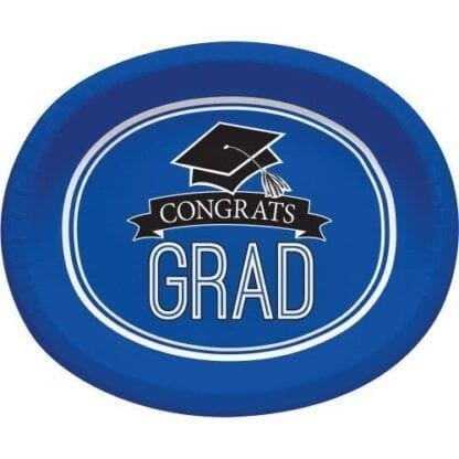 Blue - Blue 'Congrats Grad' 8-Ct. Oval Plate Set