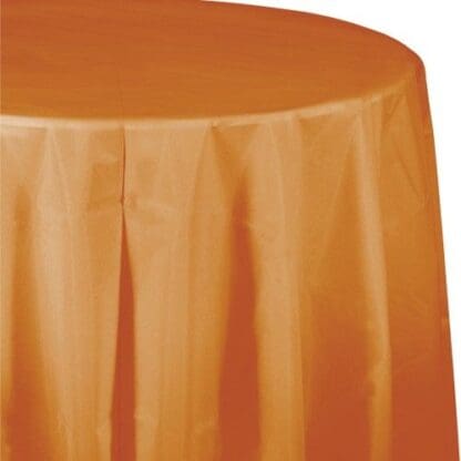 Pumpkin Spice Orange OctyRound Disposable Plastic Table Cover