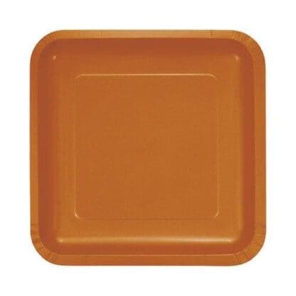 Pumpkin Spice Orange Square Paper Plates, 18-Pack