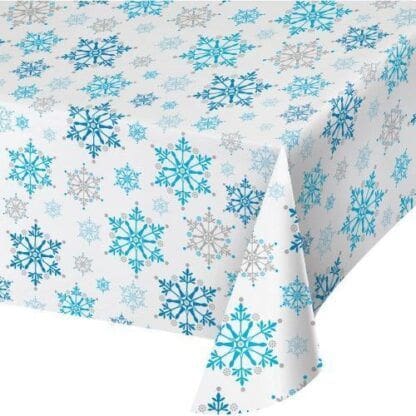 Snowflake Swirls Plastic Tablecloth