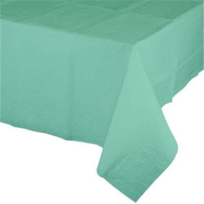 Touch of Color Tissue Tablecover, 54" X 108", Poly Backing, Fresh Mint, 1 Ct