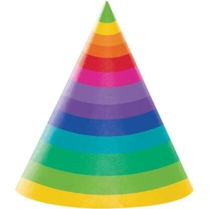 Rainbow Adult Party Hats 8 Pack