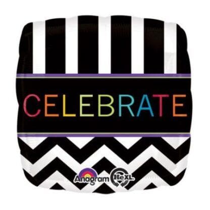 18 Inch Celebrate Black/White Square Foil Balloon