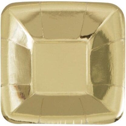 5" Square Foil Gold Paper Appetizer Plates, 8ct