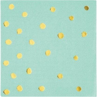 16ct Confetti Foil Dot Cocktail Beverage Napkins Mint Green