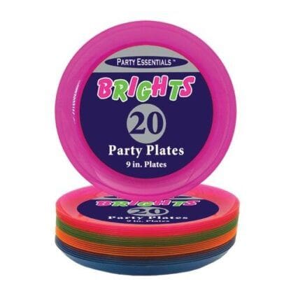 Multi Coloured Reusable Plastic Party Plates