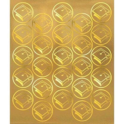 Grad Metallic Graduation Party Sticker Seals, Gold, 6 1/4" X 5 1/4"