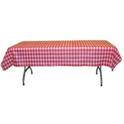 Disposable Plastic Red Gingham Table Cover - Rectangular - 54in. X 108in. - 1 Piece - Image 2