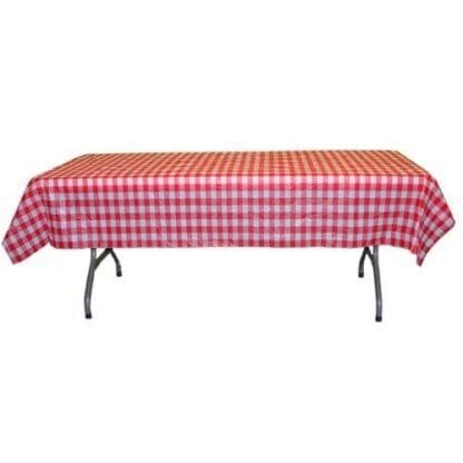 Disposable Plastic Red Gingham Table Cover - Rectangular - 54in. X 108in. - 1 Piece