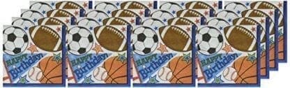 Amscan Superstar Ball Sports Birthday Beverage Napkins, Multicolored, 5" x 5"