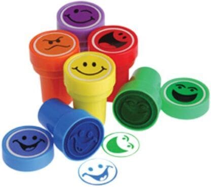 Lot of 6 Assorted Color Smile Smiley Face Mini Stampers