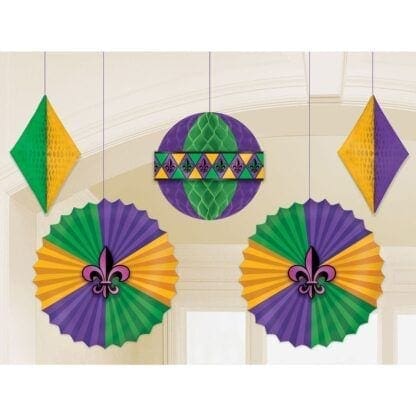 Mardi Gras Honeycomb & Fan Decorations