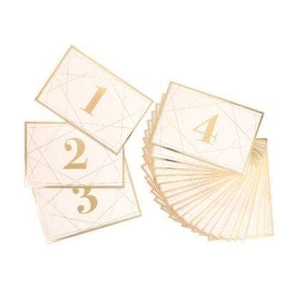 Dt Table Numbers Gold White Lines Design 25Pc