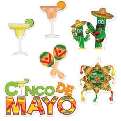 Fiesta Themed Cinco De Mayo Cutouts Printed 2 Sides 9" ? 21.5