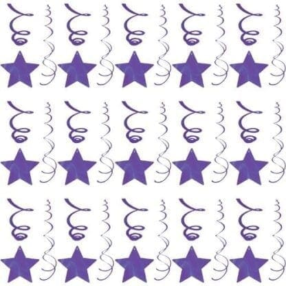 Purple Foil Star Hanging Decorations (30 Count)