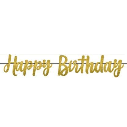 Glitter Gold Happy Birthday Banner Party Supplies