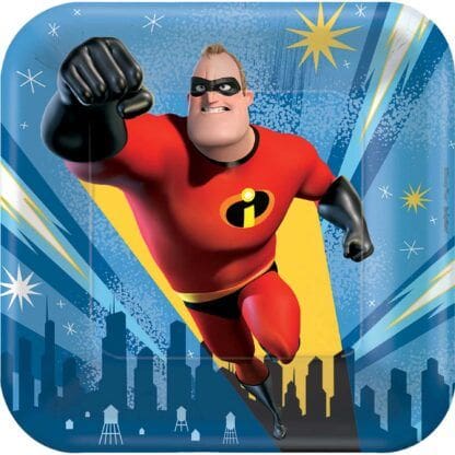 Disney/Pixar Incredibles 2 7" Square Paper Party Plates, 8-Pack