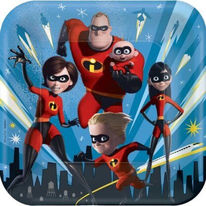 Disney/Pixar Incredibles 2 9" Square Paper Party Plates, 8-Pack