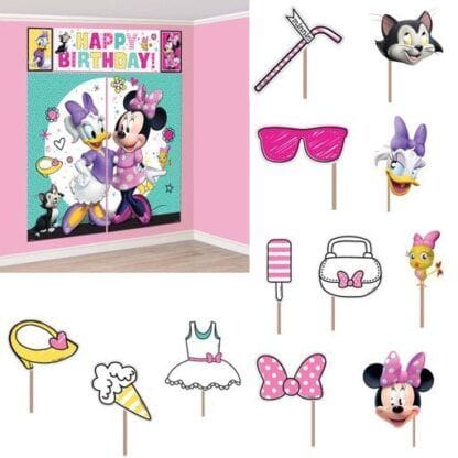 Minnie Mouse Helpers Scene Setter Wall Decoration with Photo Booth Props