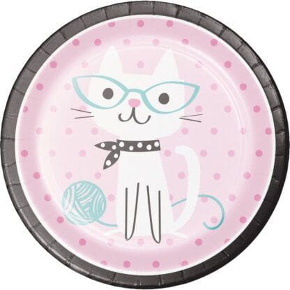 Pink - Cat Party Paper Plate - Set of Eight