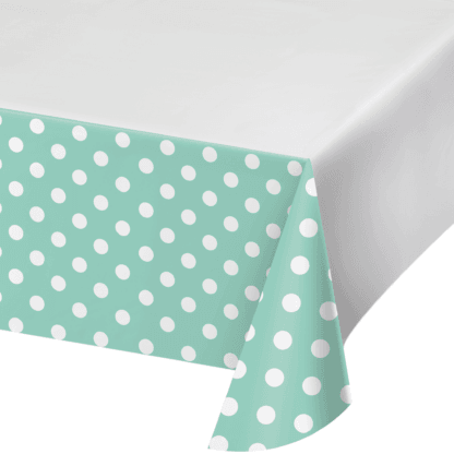 Dots & Stripes Fresh Mint Plastic Tablecloth